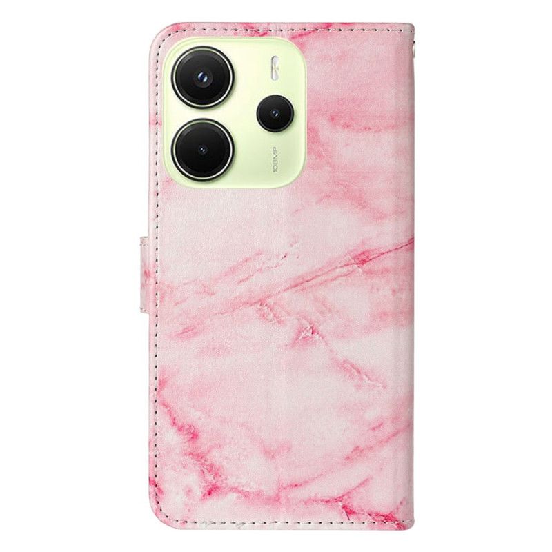 Δερματινη Θηκη Xiaomi Redmi Note 14 Pro 4g Μοτίβο Από Ροζ Μάρμαρο