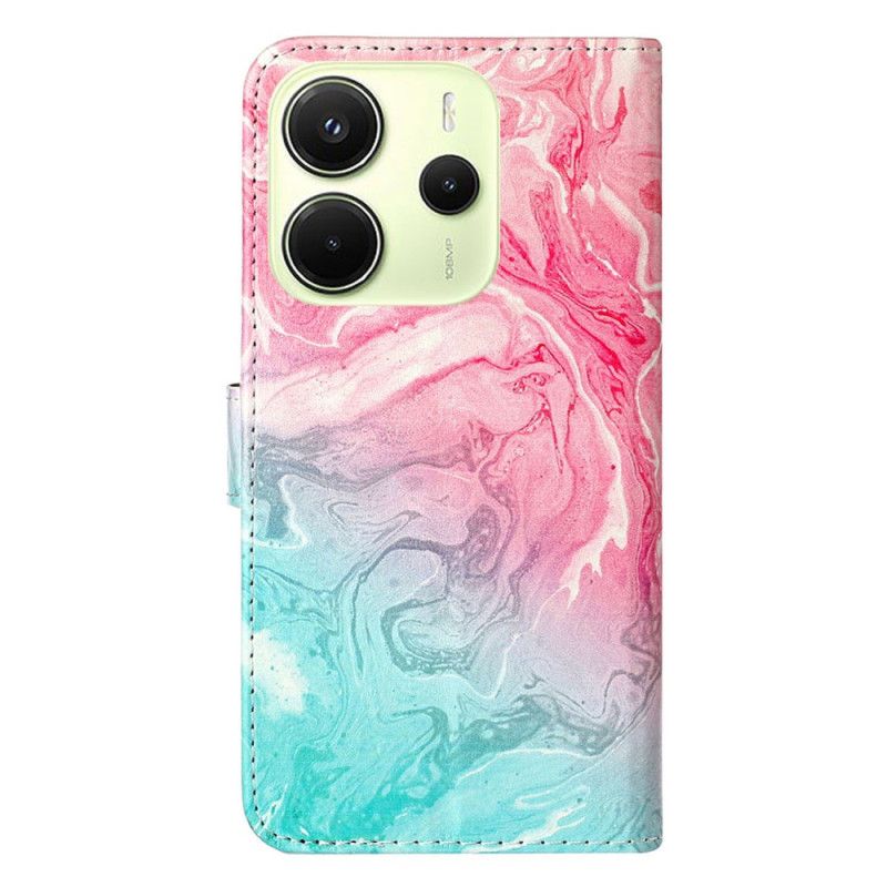 Δερματινη Θηκη Xiaomi Redmi Note 14 Pro 4g Ροζ Και Πράσινο Μάρμαρο