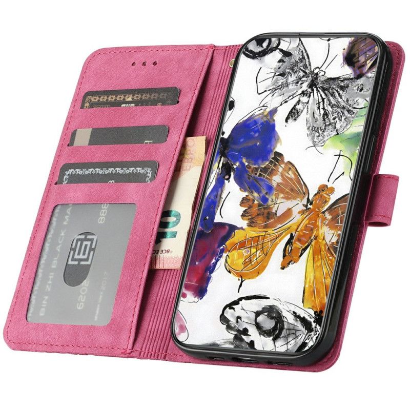 Δερματινη Θηκη Xiaomi Redmi Note 14 Pro 4g Σουέτ Πεταλούδες Με Εφέ Σιλικόνης