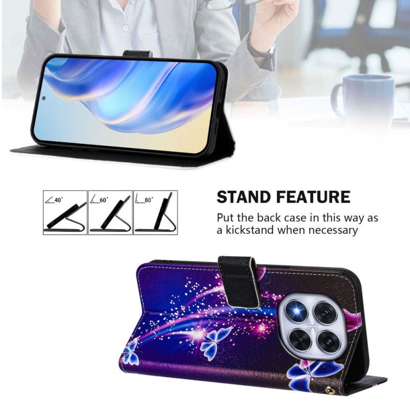 Δερματινη Θηκη Xiaomi Redmi Note 14 Pro Plus 5g Σχέδιο Εορταστικών Πεταλούδων Σιλικόνης