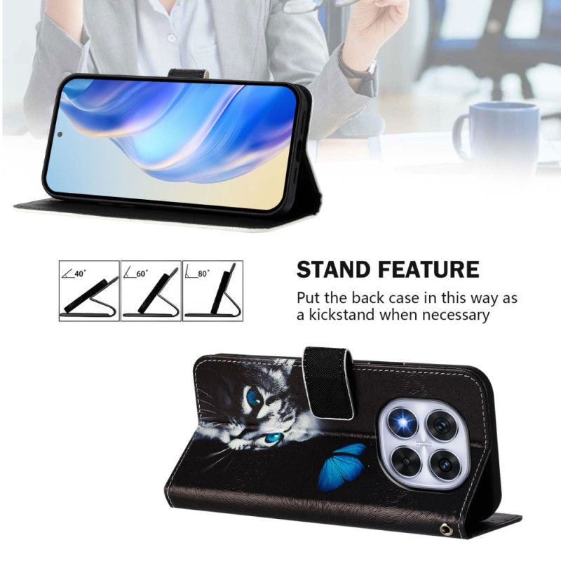 Δερματινη Θηκη Xiaomi Redmi Note 14 Pro Plus 5g Σχέδιο Πεταλούδας Και Γάτας