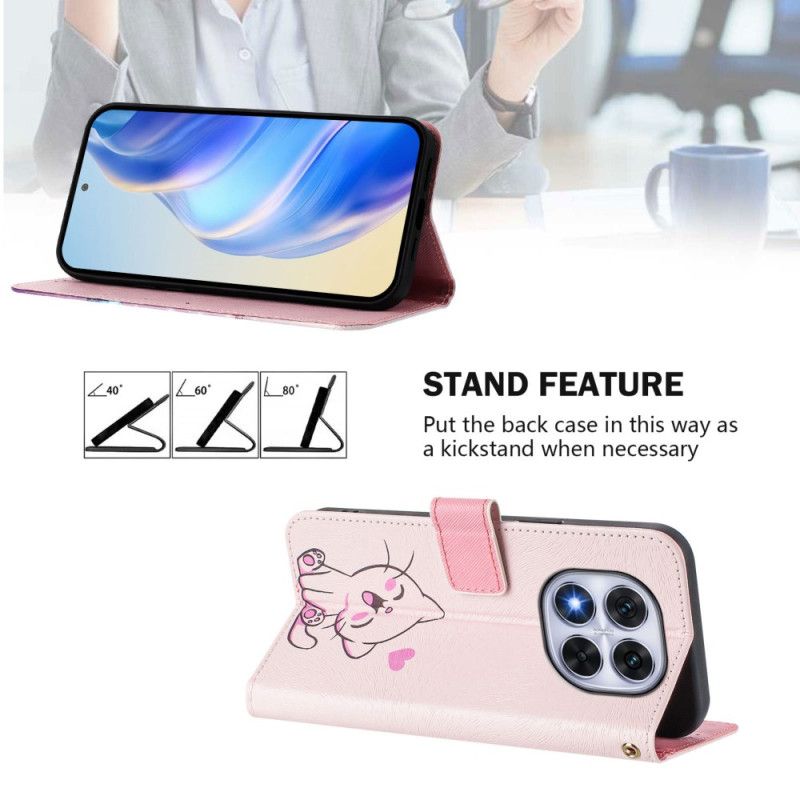 Δερματινη Θηκη Xiaomi Redmi Note 14 Pro Plus 5g Χαριτωμένο Σχέδιο Γάτας