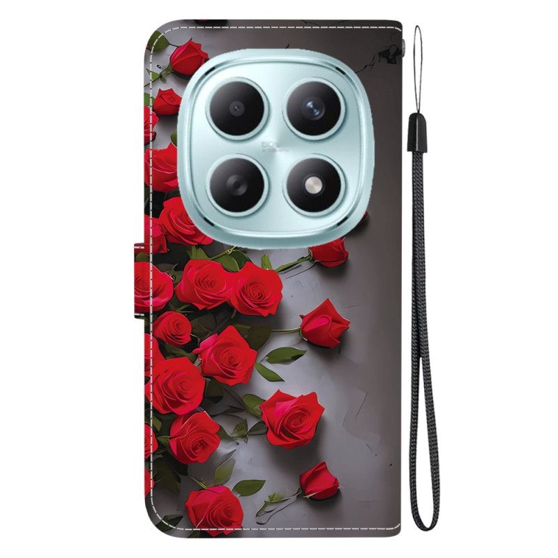 Δερματινη Θηκη Xiaomi Redmi Note 15 5g Κόκκινα Τριαντάφυλλα Σιλικόνης