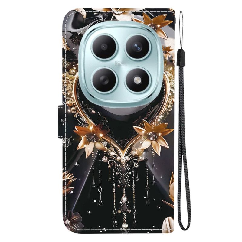 Δερματινη Θηκη Xiaomi Redmi Note 15 5g Μαύρη Και Χρυσή Καρδιά Σιλικόνης