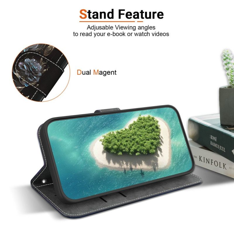 Δερματινη Θηκη Xiaomi Redmi Note 15 5g Μαύρο Τριαντάφυλλο Σιλικόνης