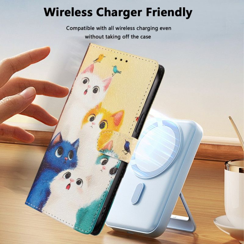 Δερματινη Θηκη Xiaomi Redmi Note 15 5g Πολύχρωμες Γάτες