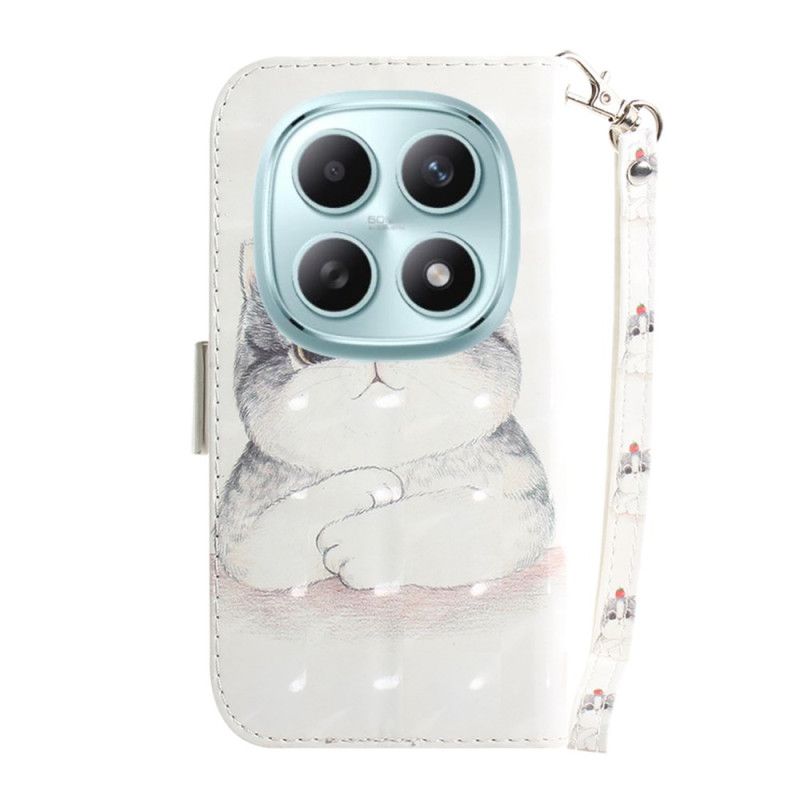 Δερματινη Θηκη Xiaomi Redmi Note 15 5g Χαριτωμένη Γάτα Με Κορδόνι