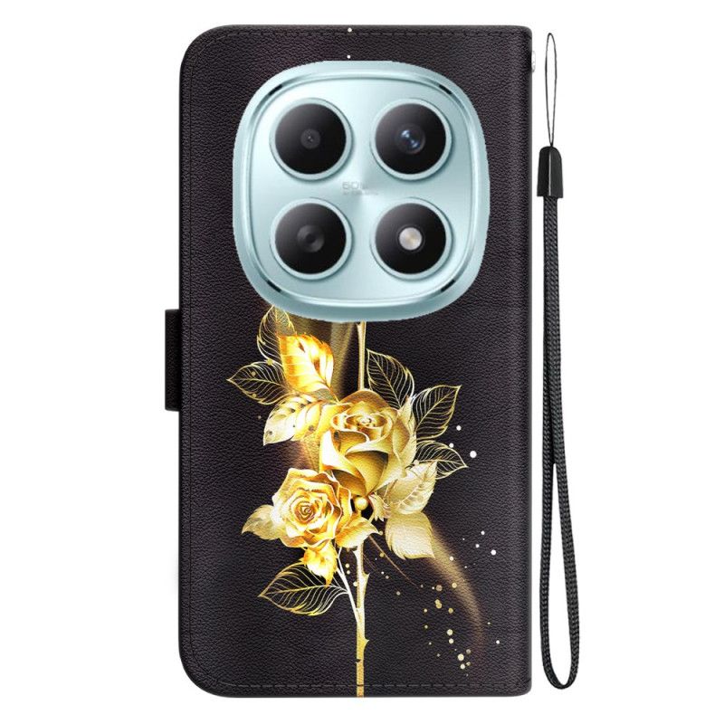 Δερματινη Θηκη Xiaomi Redmi Note 15 5g Χρυσές Πεταλούδες Και Ροζ Σιλικόνης