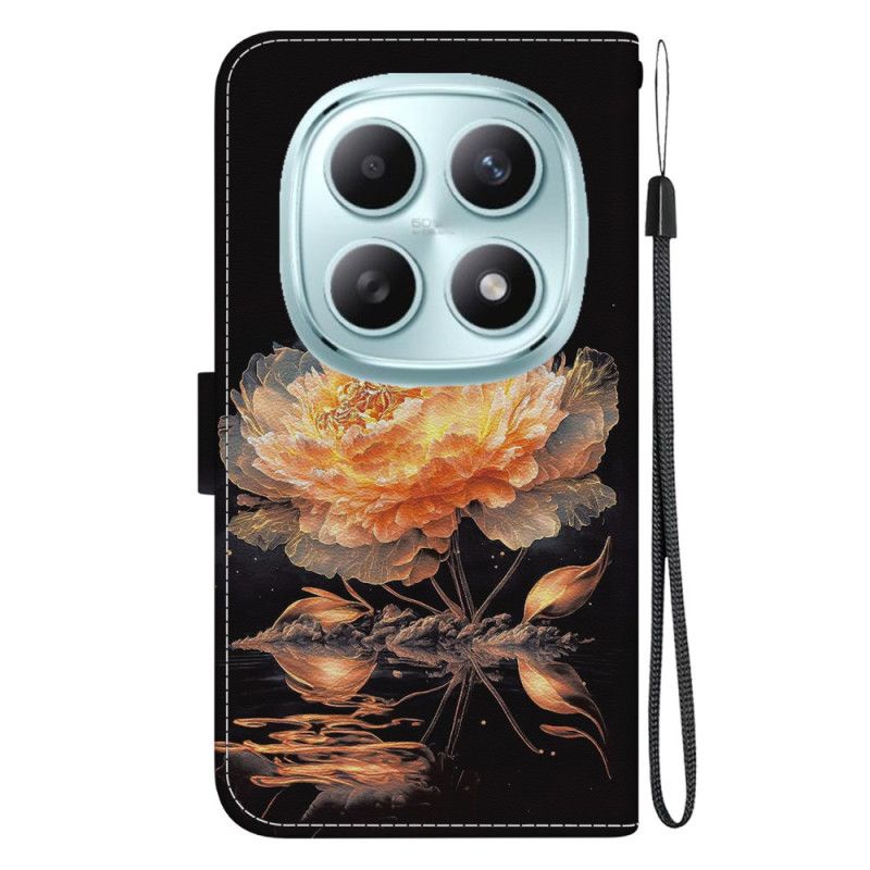 Δερματινη Θηκη Xiaomi Redmi Note 15 5g Χρυσή Παιώνια Σιλικόνης