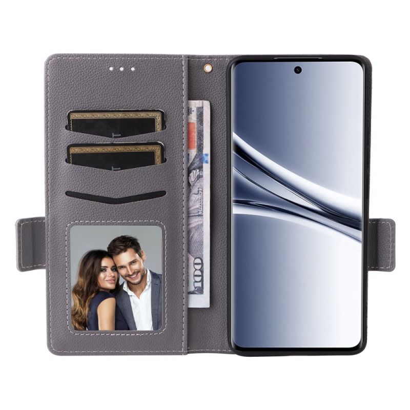 Δερματινη Θηκη Xiaomi Redmi Note 15 5g Υφή Λίτσι Με Λουράκι Σιλικόνης