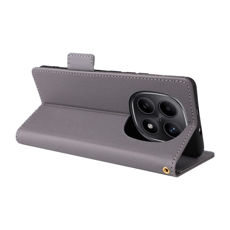 Δερματινη Θηκη Xiaomi Redmi Note 15 5g Υφή Λίτσι Με Λουράκι Σιλικόνης