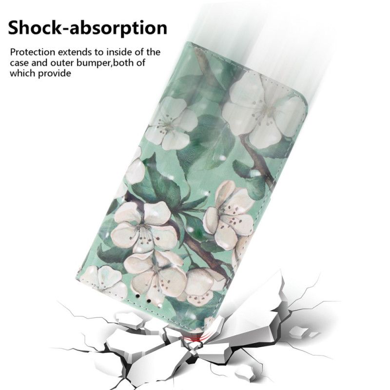 Δερματινη Θηκη Xiaomi Redmi Note 15 Pro 5g Λουλούδια Με Ακουαρέλα Και Λουράκια Σιλικόνης