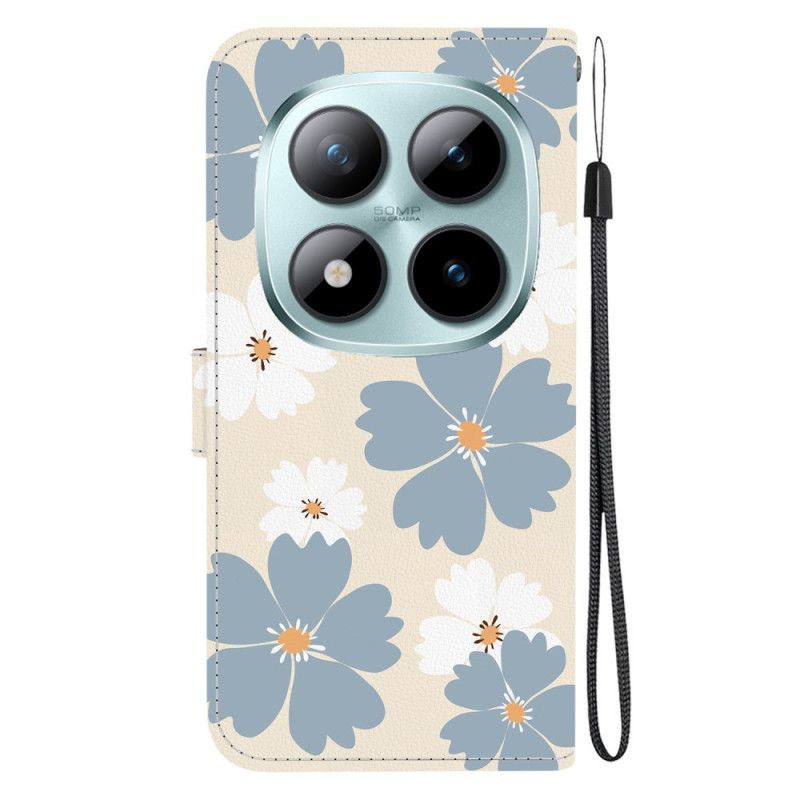 Δερματινη Θηκη Xiaomi Redmi Note 15 Pro 5g Μπλε Μαργαρίτες Σιλικόνης