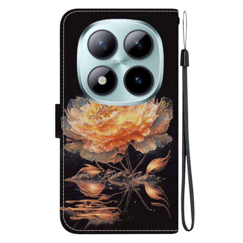 Δερματινη Θηκη Xiaomi Redmi Note 15 Pro 5g Χρυσή Παιώνια Σιλικόνης