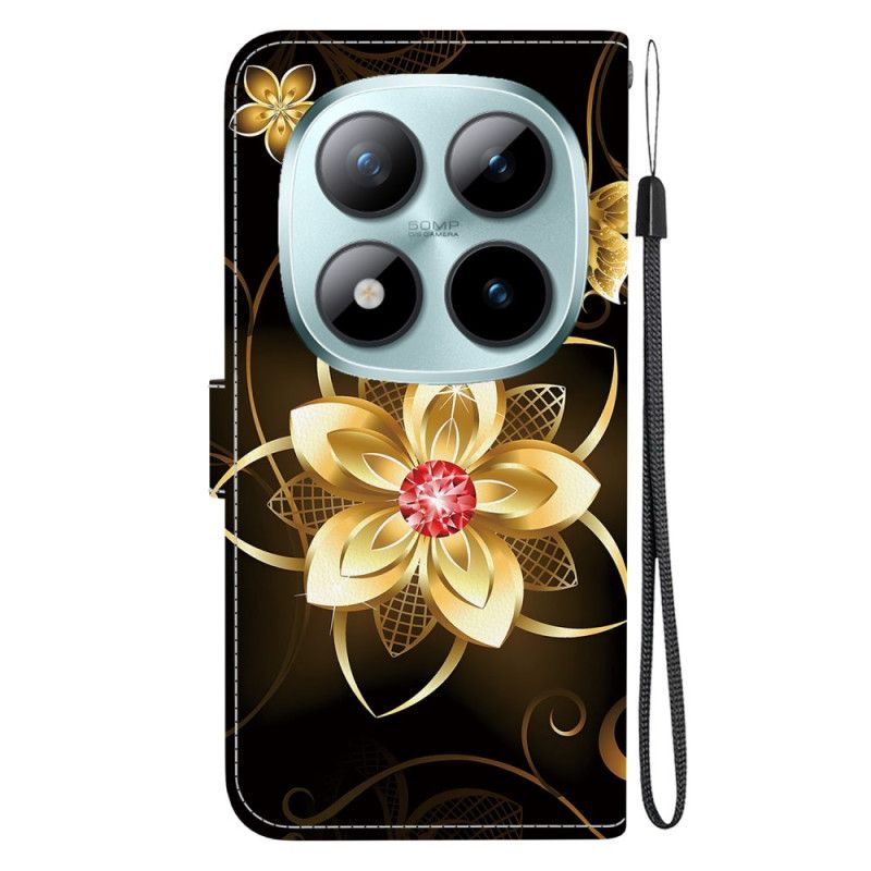 Δερματινη Θηκη Xiaomi Redmi Note 15 Pro 5g Χρυσό Λουλούδι Σιλικόνης