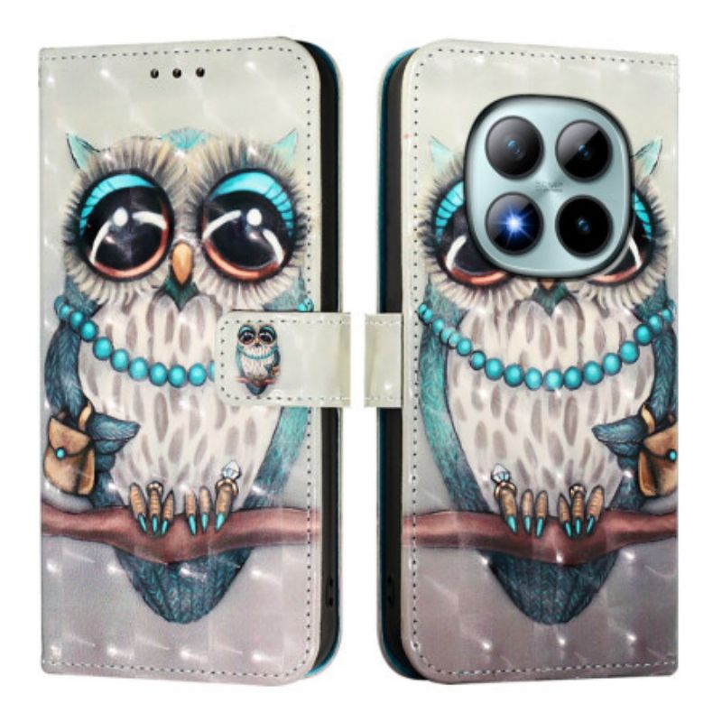 Δερματινη Θηκη Xiaomi Redmi Note 15 Pro Plus 5g Γκρι Κουκουβάγια