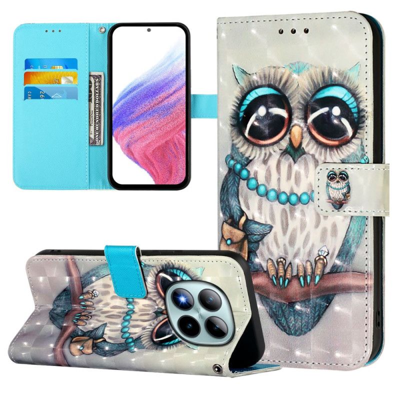 Δερματινη Θηκη Xiaomi Redmi Note 15 Pro Plus 5g Γκρι Κουκουβάγια