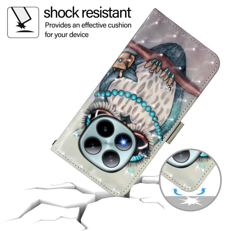 Δερματινη Θηκη Xiaomi Redmi Note 15 Pro Plus 5g Γκρι Κουκουβάγια