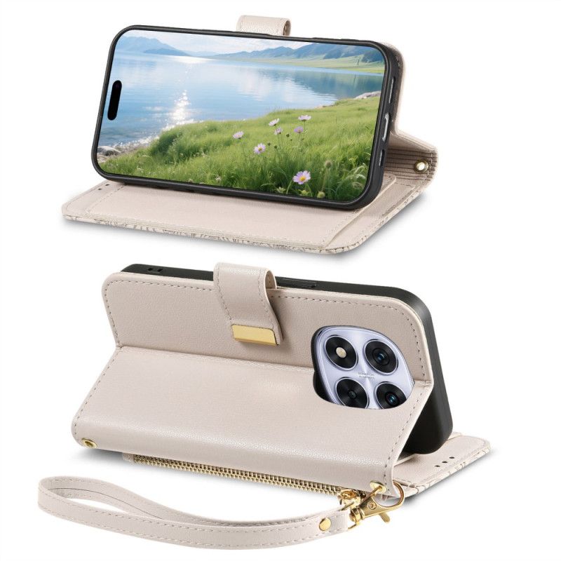 Δερματινη Θηκη Xiaomi Redmi Note 15 Pro Plus 5g Λουλουδάτο Σχέδιο Και Τσέπη Με Φερμουάρ