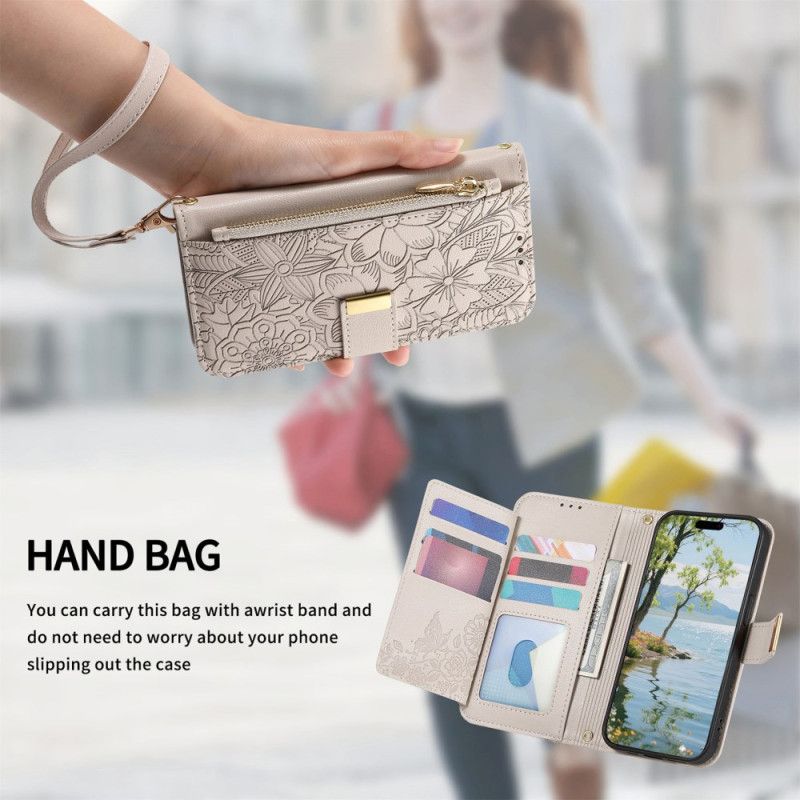 Δερματινη Θηκη Xiaomi Redmi Note 15 Pro Plus 5g Λουλουδάτο Σχέδιο Και Τσέπη Με Φερμουάρ