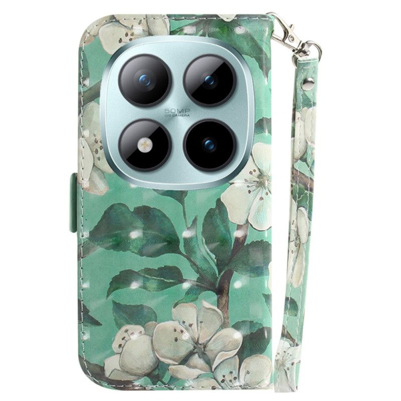 Δερματινη Θηκη Xiaomi Redmi Note 15 Pro Plus 5g Λουλούδια Ακουαρέλας Σιλικόνης
