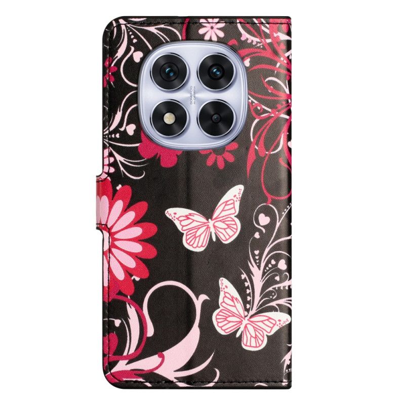 Δερματινη Θηκη Xiaomi Redmi Note 15 Pro Plus 5g Πεταλούδες Σε Μαύρο Φόντο