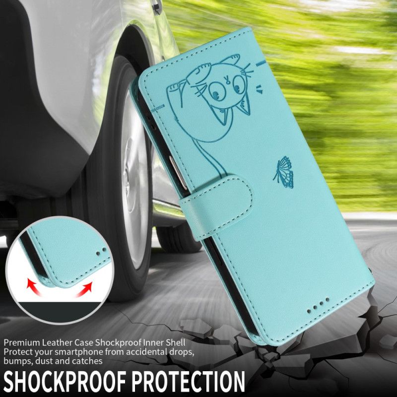 Δερματινη Θηκη Xiaomi Redmi Note 15 Pro Plus 5g Πορτοφόλι Με Χαραγμένο Λουράκι Γάτας