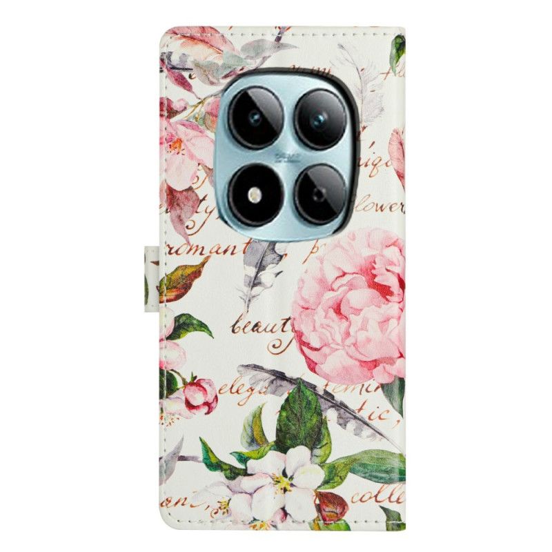 Δερματινη Θηκη Xiaomi Redmi Note 15 Pro Plus 5g Πράσινα Λουλούδια Και Φύλλα