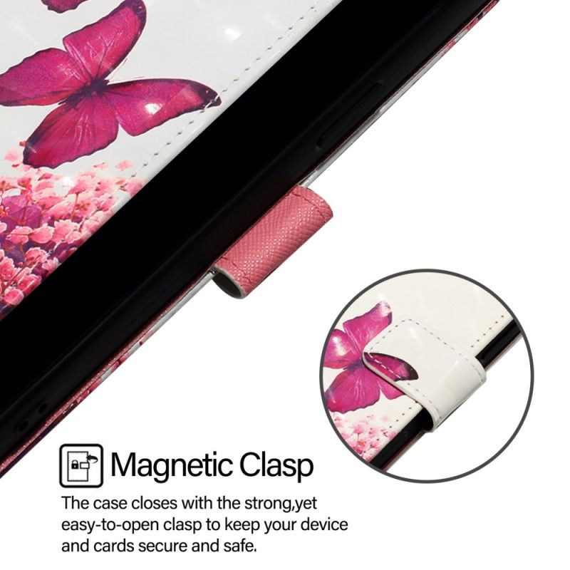 Δερματινη Θηκη Xiaomi Redmi Note 15 Pro Plus 5g Ροζ Πεταλούδες