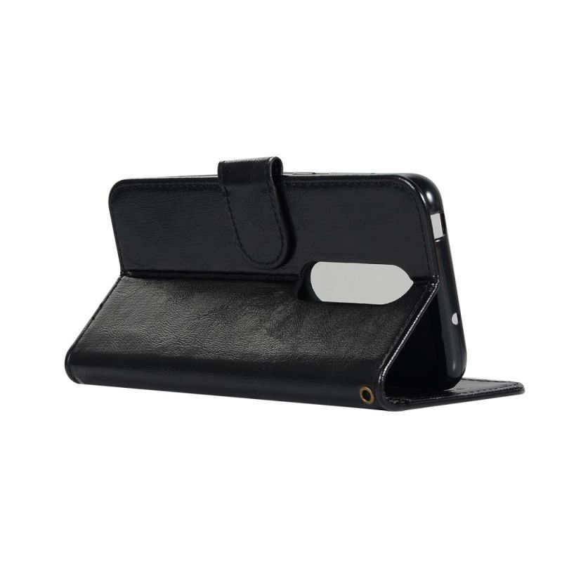 Κάλυμμα Folio Xiaomi Mi 9T / Mi 9T Pro Μαύρο Vintage Δερμάτινο Εφέ Με Strappy