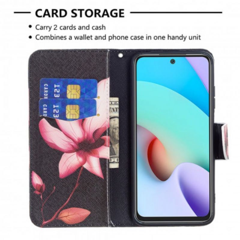 Κάλυμμα Folio Xiaomi Redmi 10 Ροζ Λουλούδι