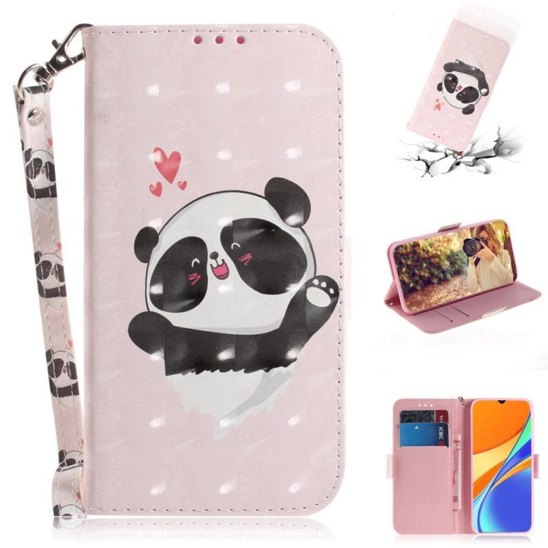Κάλυμμα Folio Xiaomi Redmi 9C Panda Love Λουράκι