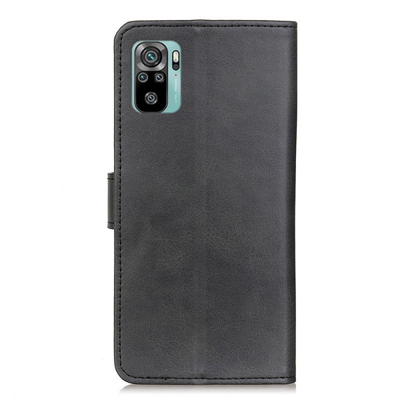 Κάλυμμα Folio Xiaomi Redmi Note 10 / Note 10S Μαύρο Ρετρό Ματ Δερμάτινο Εφέ