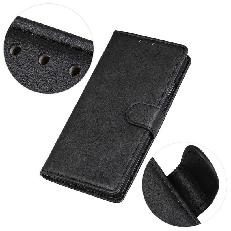Κάλυμμα Folio Xiaomi Redmi Note 10 / Note 10S Μαύρο Ρετρό Ματ Δερμάτινο Εφέ
