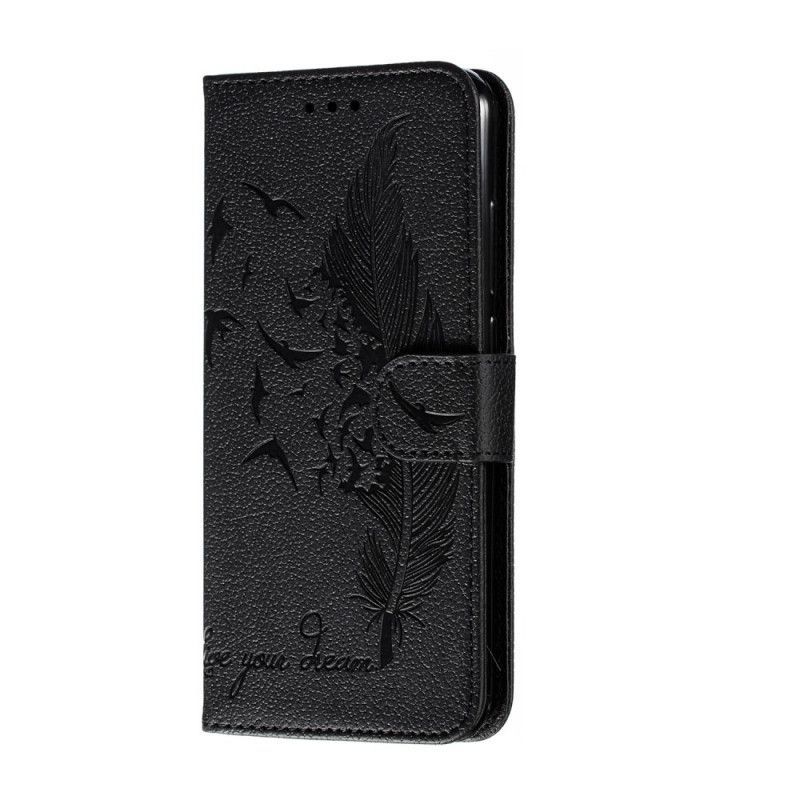 Κάλυμμα Folio Xiaomi Redmi Note 8 Μαύρο Ψεύτικο Δέρμα Ζήστε Το Όνειρό Σας