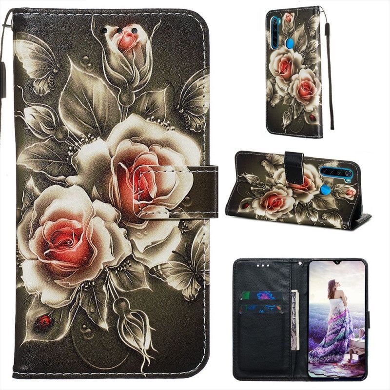 Κάλυμμα Folio Xiaomi Redmi Note 8 Μαύρο Τριαντάφυλλο