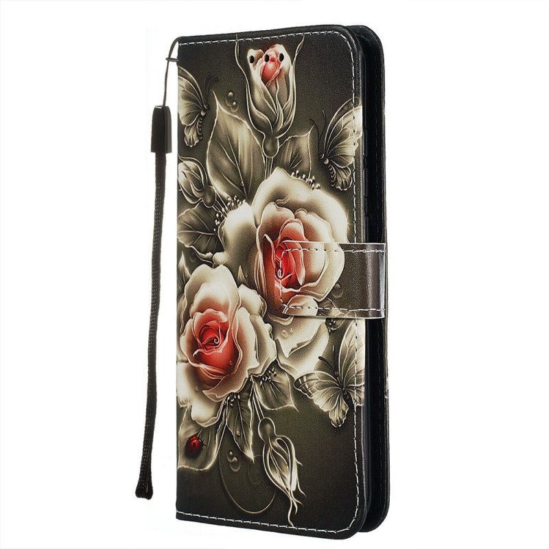 Κάλυμμα Folio Xiaomi Redmi Note 8 Μαύρο Τριαντάφυλλο