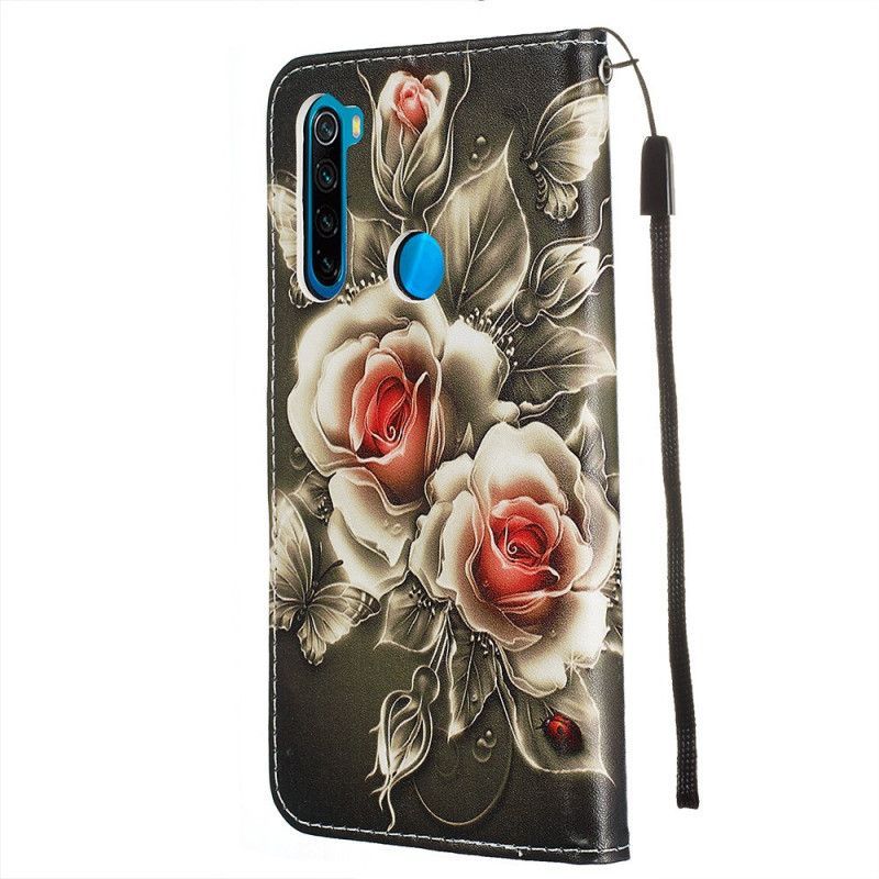 Κάλυμμα Folio Xiaomi Redmi Note 8 Μαύρο Τριαντάφυλλο