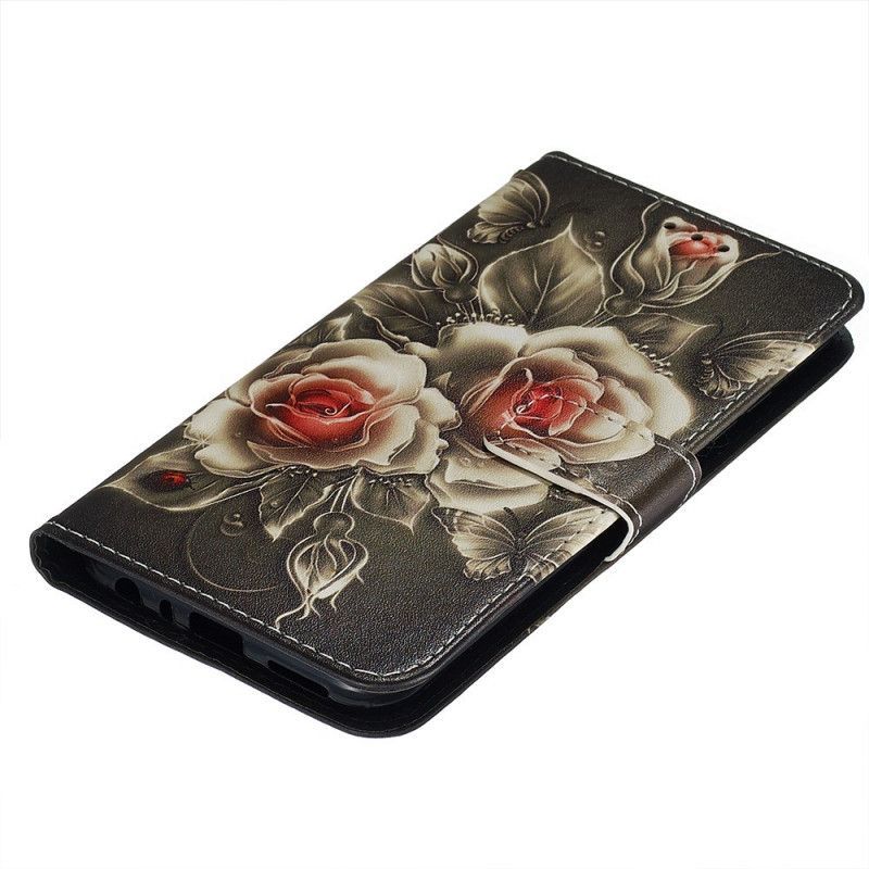 Κάλυμμα Folio Xiaomi Redmi Note 8 Μαύρο Τριαντάφυλλο