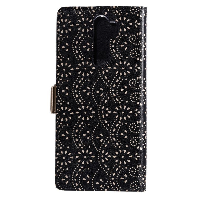 Κάλυμμα Folio Xiaomi Redmi Note 8 Pro Μαύρο Δαντελένιο Στρινγκ Τσαντάκι Νομισμάτων