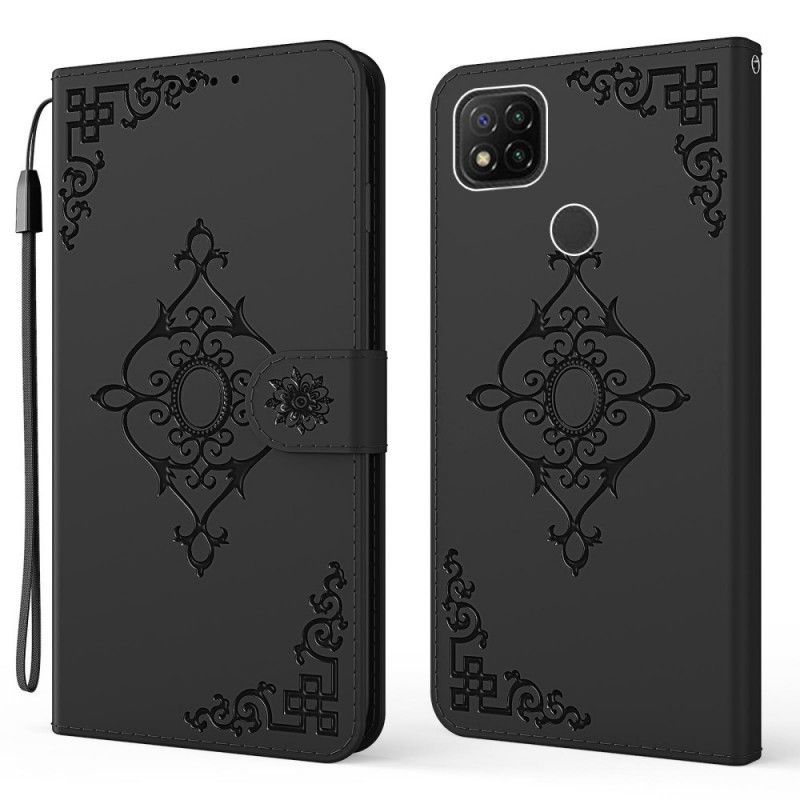 Κάλυμμα Για Xaiomi Redmi 9C Μπαρόκ Λουλούδι Με Λουράκι