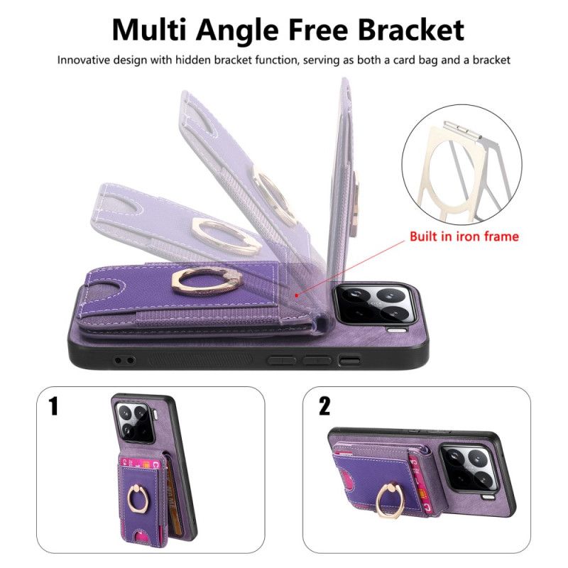 Κάλυμμα Xiaomi 15 Αποσπώμενη Θήκη Καρτών Και Βάση Με Εφέ Σουέτ Σιλικόνης