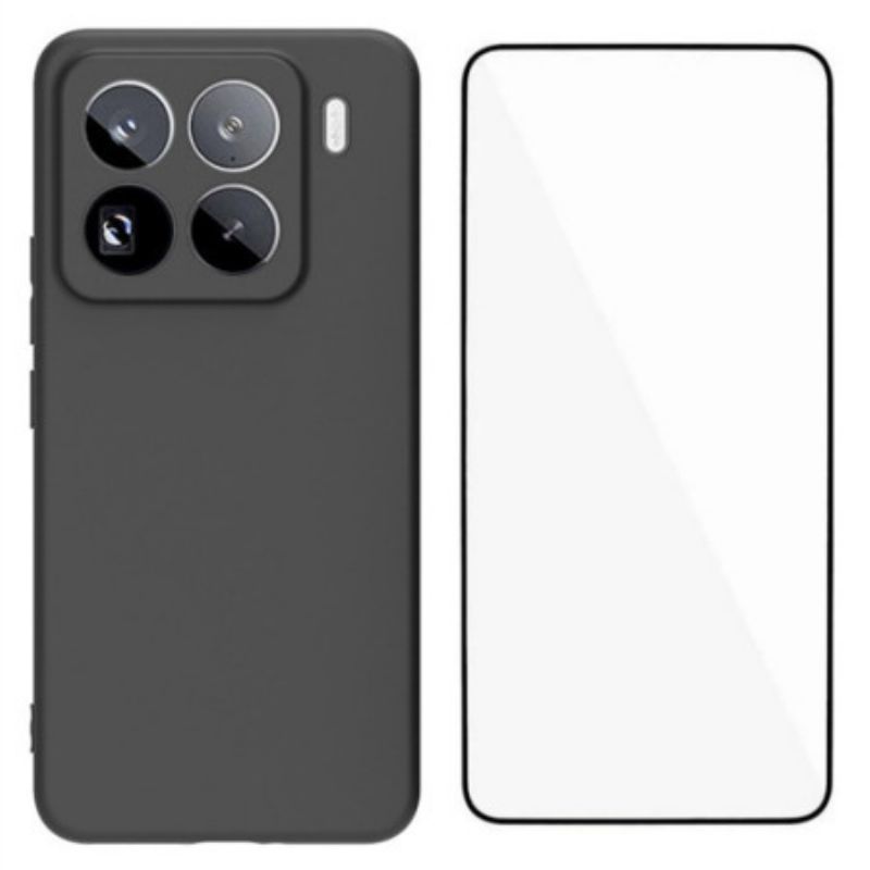 Κάλυμμα Xiaomi 15 Pro Ματ Σιλικόνη Με Προστατευτικό Οθόνης Από Σκληρυμένο Γυαλί Σιλικόνης