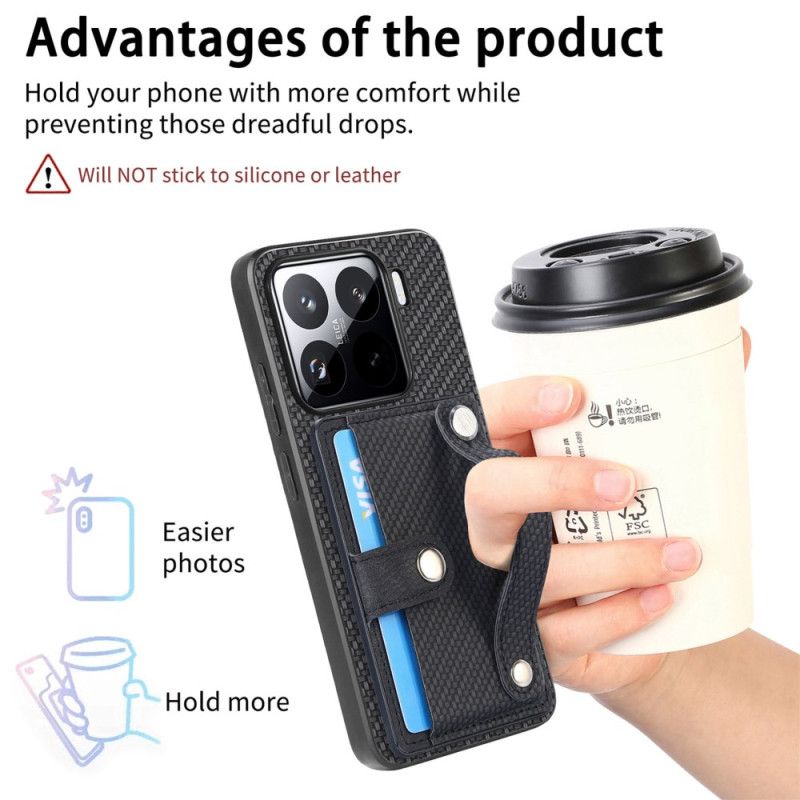 Κάλυμμα Xiaomi 15 Θήκη Και Λουράκι Καρτών Από Ανθρακονήματα Σιλικόνης