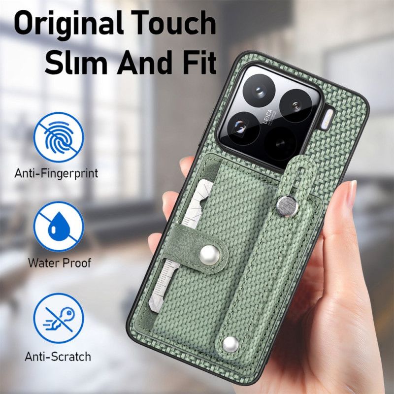 Κάλυμμα Xiaomi 15 Θήκη Και Λουράκι Καρτών Από Ανθρακονήματα Σιλικόνης