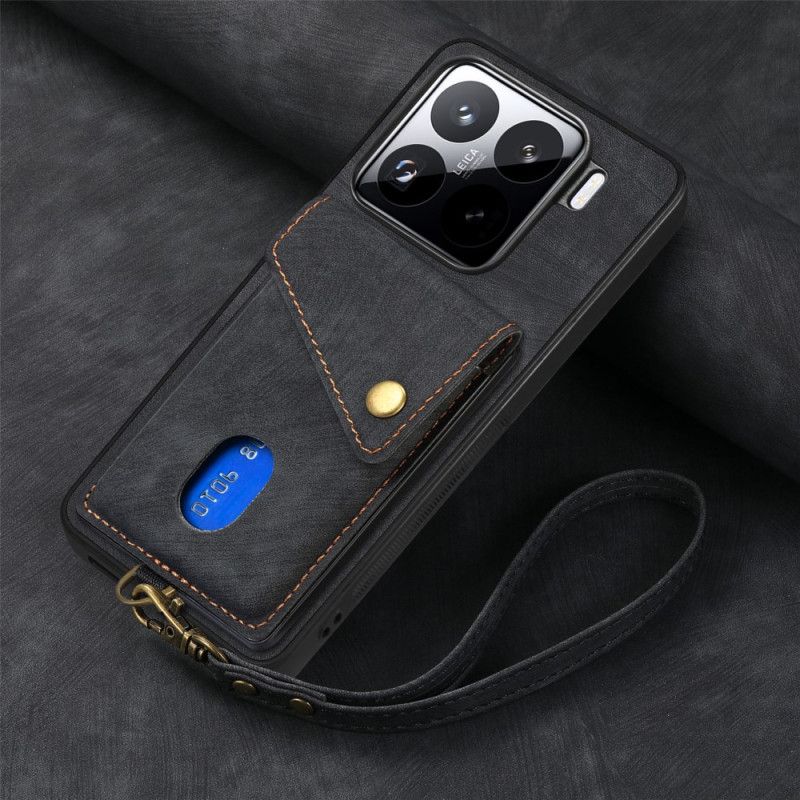 Κάλυμμα Xiaomi 15 Θήκη Και Λουράκι Καρτών Με Εφέ Σουέτ