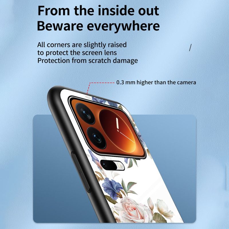 Κάλυμμα Xiaomi 17 Pro Λουλουδάτο Μοτίβο Από Σκληρυμένο Γυαλί Σιλικόνης