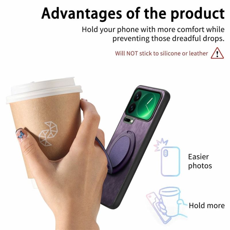 Κάλυμμα Xiaomi 17 Pro Max Περιστρεφόμενη Βάση Και Υφή Ρετρό Δέρματος