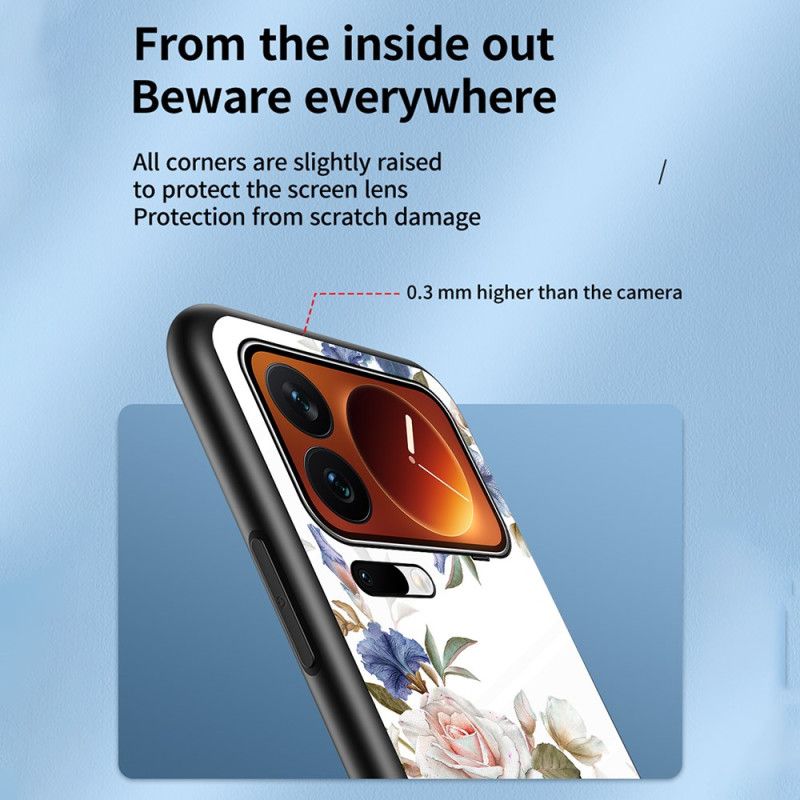 Κάλυμμα Xiaomi 17 Pro Max Σχέδιο Με Λουλούδια Από Σκληρυμένο Γυαλί Σιλικόνης