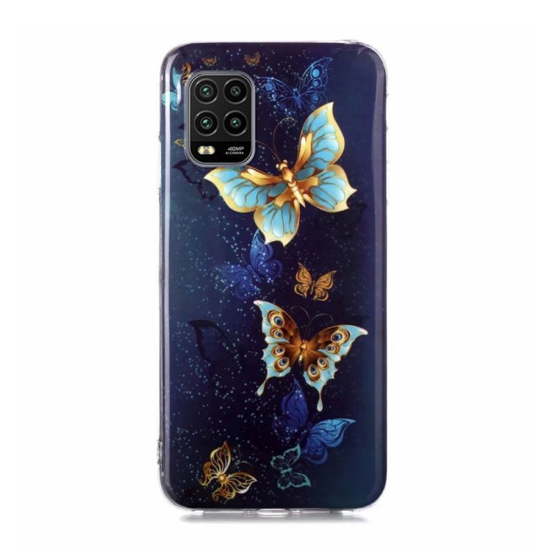 Κάλυμμα Xiaomi Mi 10 Lite Ανοιχτό Μπλε Φθορίζουσα Σειρά Πεταλούδων